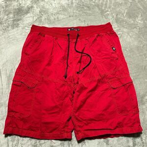 Akademiks Red Cargo Shorts Mens 3XL Drawstring Waist Multi Pocket Cotton